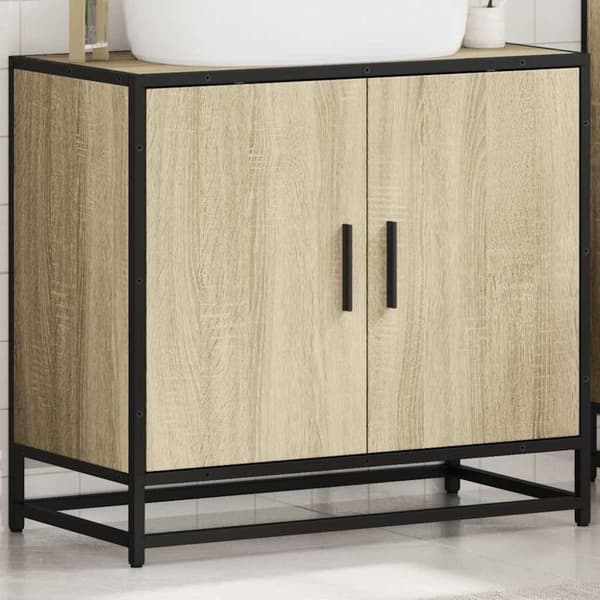 vidaXL underskab til badeværelse 65x33x60 cm konstrueret træ sonoma-eg