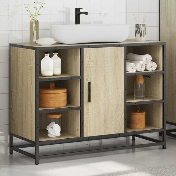 vidaXL Kylpyhuonekaappi altaalla Sonoma-tammi 80x33x60 cm tekninen puu