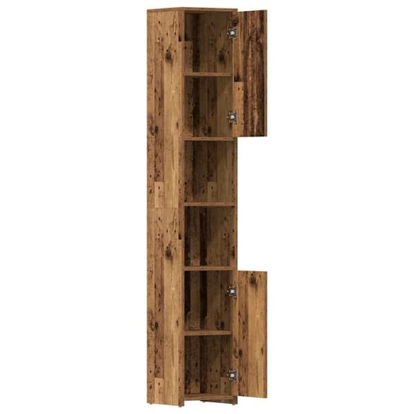 vidaXL badeværelsesskab 30x30x183,5 cm konstrueret træ antikt træ