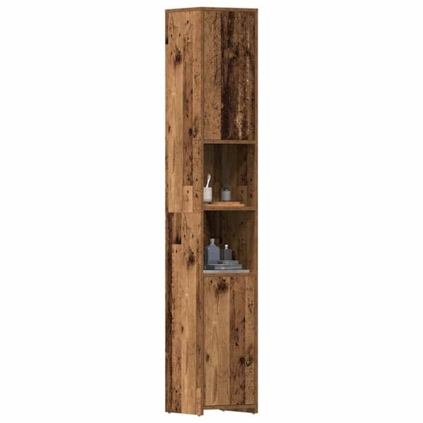 vidaXL badeværelsesskab 30x30x183,5 cm konstrueret træ antikt træ