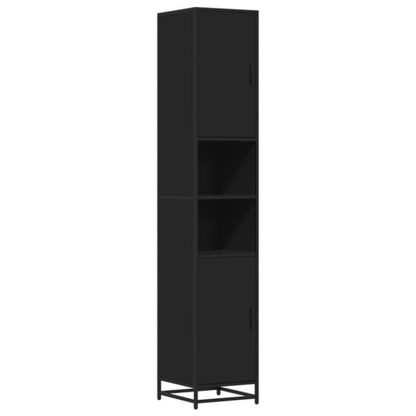 vidaXL badeværelsesskab 35x37,5x188,5 cm konstrueret træ og metal sort