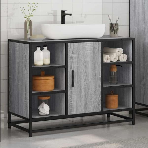 vidaXL underskab til håndvask 80x33x60 cm konstrueret træ grå sonoma