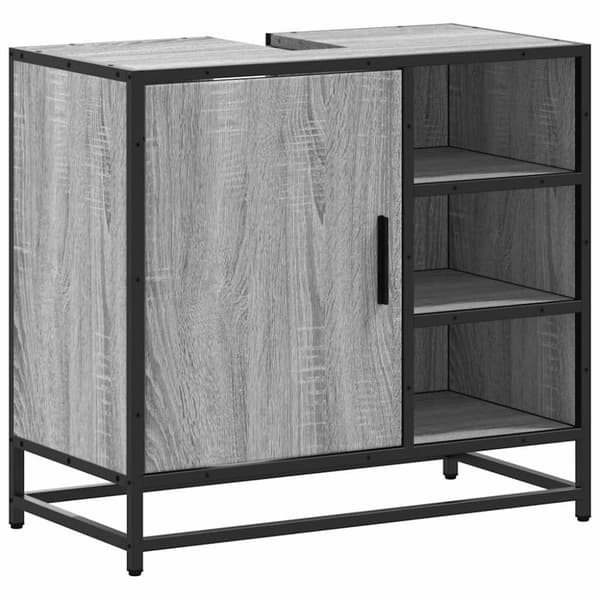 vidaXL skab til håndvask til badeværelse 65x33x60 cm grå sonoma-eg