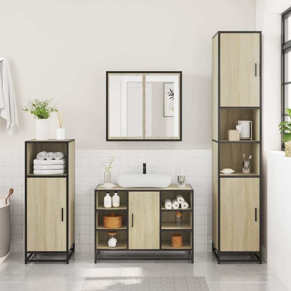 vidaXL Servantskap sonoma eik 80x33x60 cm konstruert tre