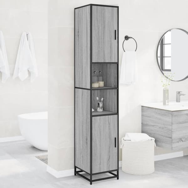 vidaXL badeværelsesskab 35x37,5x188,5 cm konstrueret træ og metal