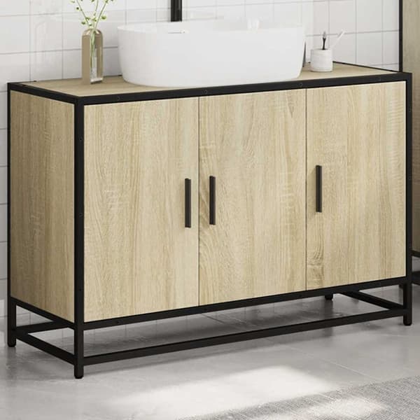 vidaXL skab til håndvask til badeværelse 90x33x60 cm sonoma-eg
