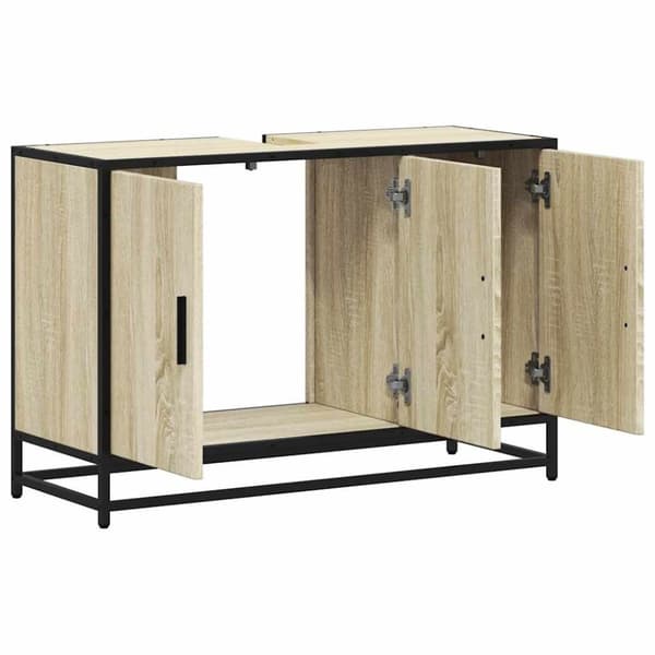 vidaXL skab til håndvask til badeværelse 90x33x60 cm sonoma-eg