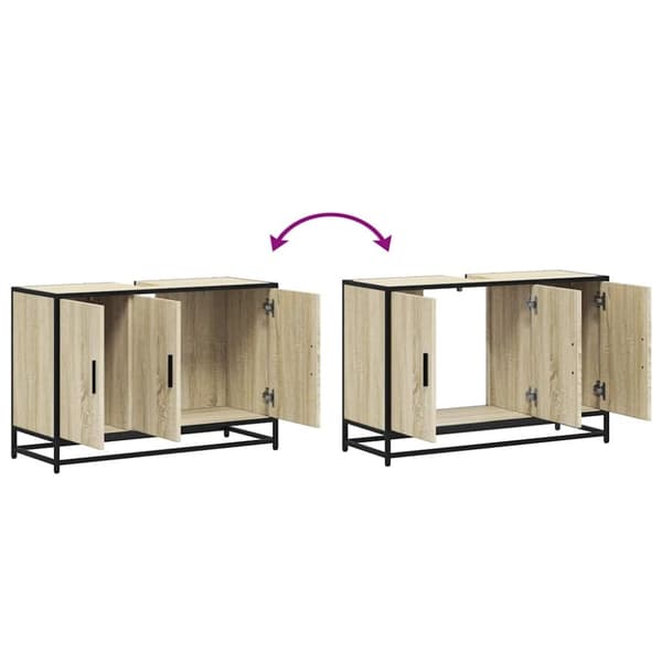 vidaXL skab til håndvask til badeværelse 90x33x60 cm sonoma-eg