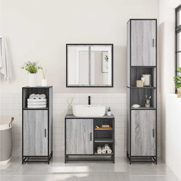 vidaXL Servantskap grå sonoma 65x33x60 cm konstruert tre