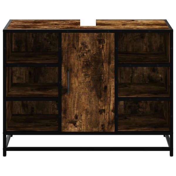 vidaXL Kylpyhuonekaappi altaalla savutammi 80x33x60 cm tekninen puu