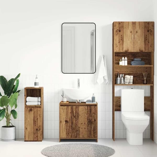 vidaXL Kylpyhuoneen pesuallaskaappi vanhaa puuta 60x33x60 cm