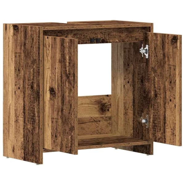 vidaXL Kylpyhuoneen pesuallaskaappi vanhaa puuta 60x33x60 cm