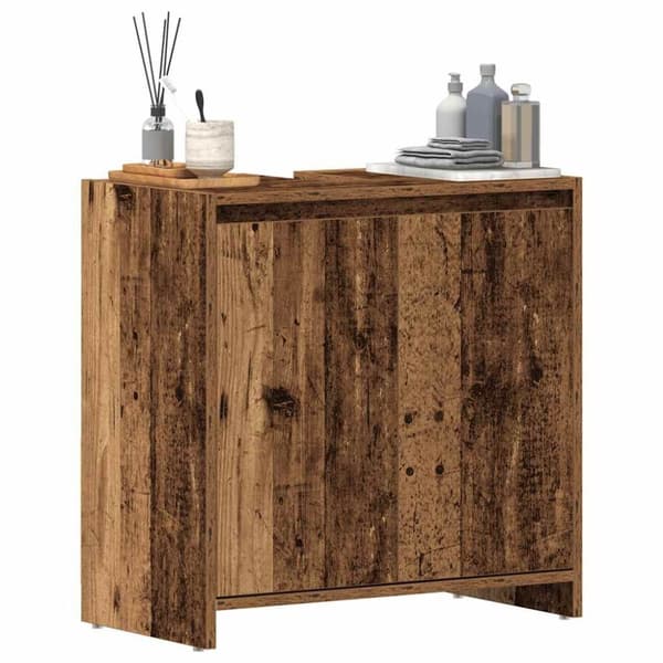 vidaXL Kylpyhuoneen pesuallaskaappi vanhaa puuta 60x33x60 cm