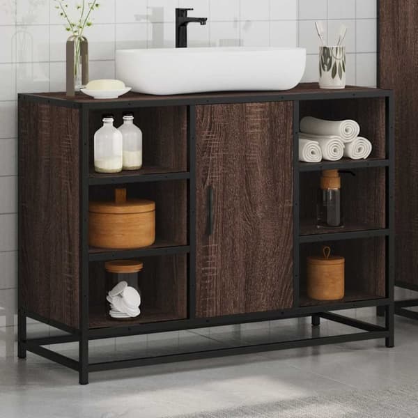 vidaXL Servantskap brun eik 80x33x60 cm konstruert tre