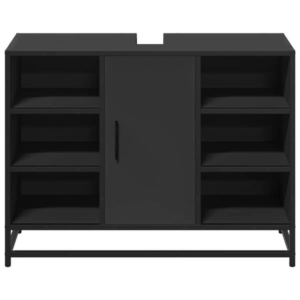 vidaXL underskab til håndvask 80x33x60 cm konstrueret træ sort