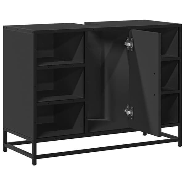 vidaXL underskab til håndvask 80x33x60 cm konstrueret træ sort