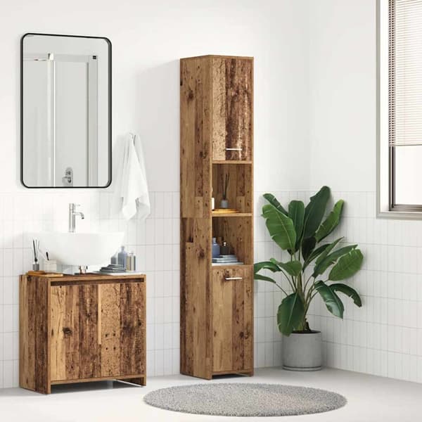 vidaXL Baderomsskap gammelt tre 30x30x183,5 cm konstruert tre