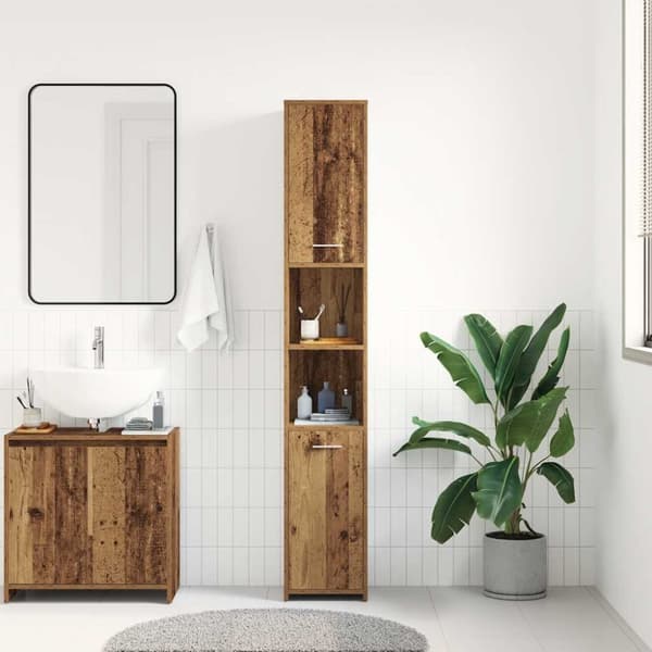 vidaXL Baderomsskap gammelt tre 30x30x183,5 cm konstruert tre