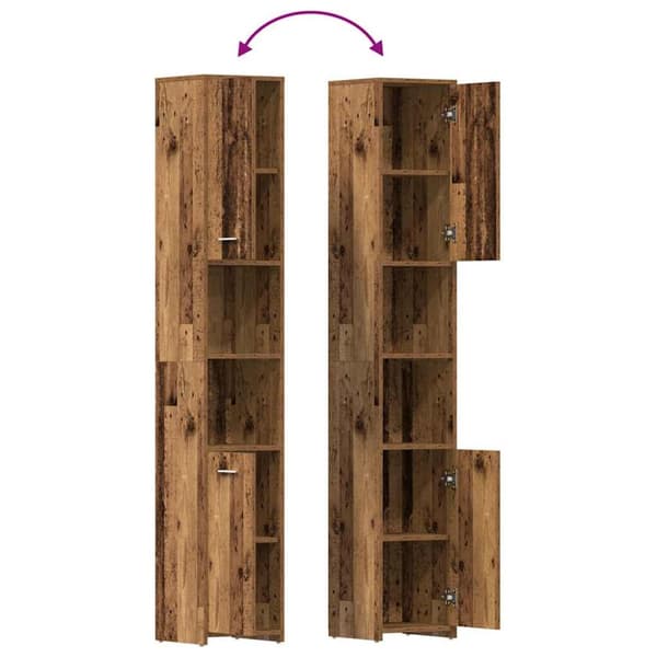 vidaXL Baderomsskap gammelt tre 30x30x183,5 cm konstruert tre