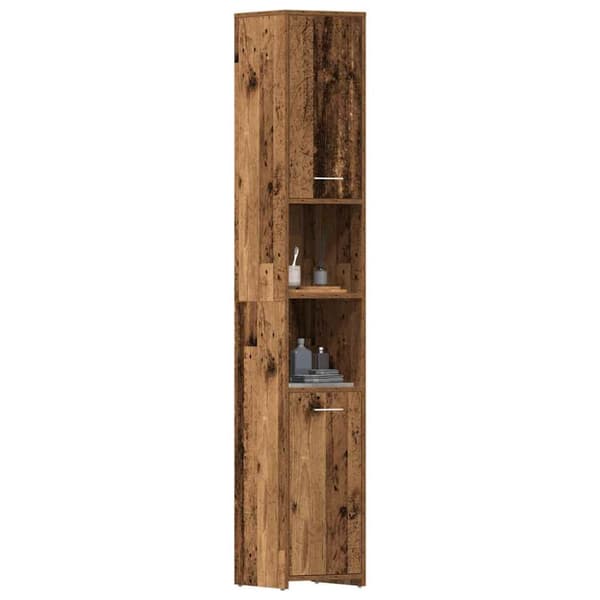 vidaXL Baderomsskap gammelt tre 30x30x183,5 cm konstruert tre