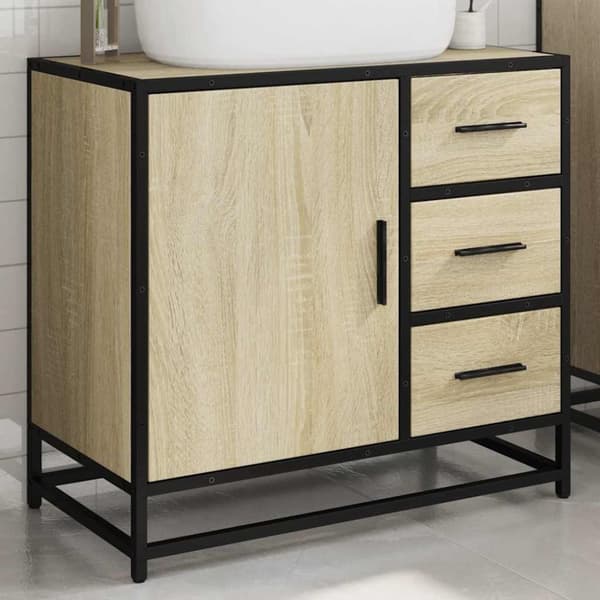 vidaXL Servantskap sonoma eik 65x33x60 cm konstruert tre
