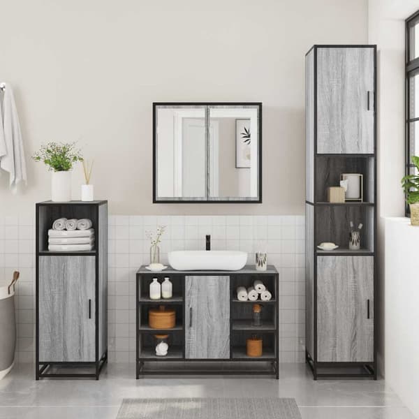 vidaXL Servantskap grå sonoma 80x33x60 cm konstruert tre