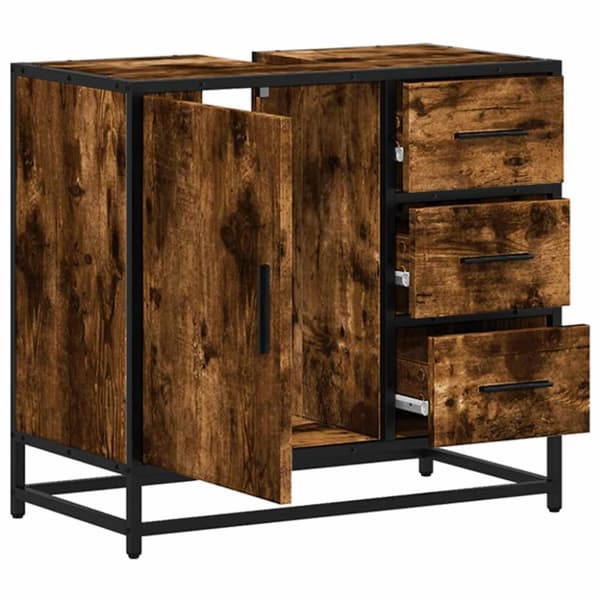 vidaXL Baderomsskap røkt eik 65x33x60 cm konstruert tre