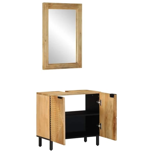vidaXL Baderomsskapsett 2 deler brun heltre mango