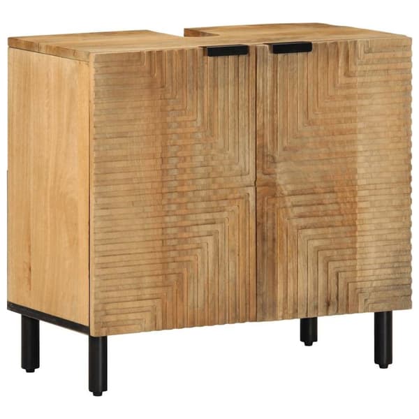 vidaXL Baderomsskapsett 3 deler brun heltre mango