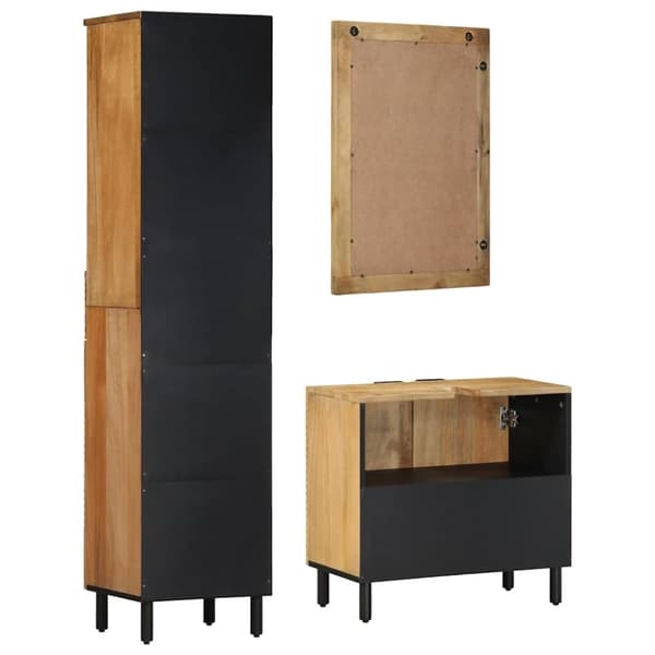 vidaXL Baderomsskapsett 3 deler brun heltre mango