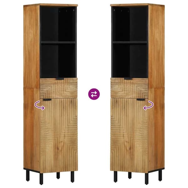 vidaXL Baderomsskapsett 3 deler brun heltre mango