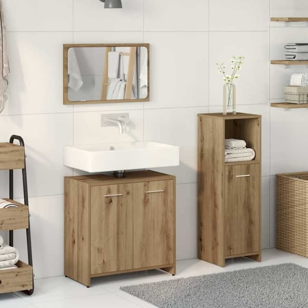 vidaXL Baderomsmøbler 3 deler artisan eik konstruert tre