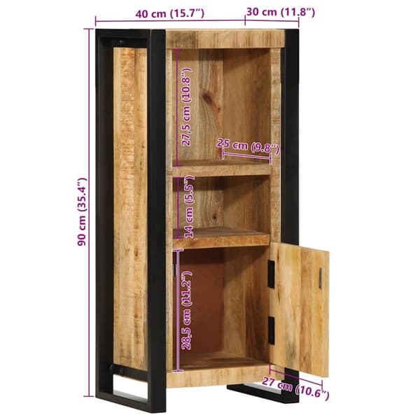 vidaXL Kylpyhuonekaappi 40x30x90 cm Massiivipuuta Karkea Mango