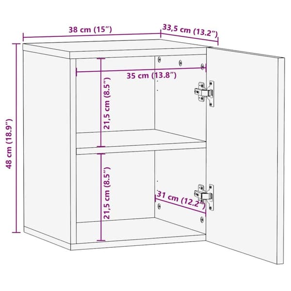 vidaXL Hengende baderomsskap brun 38x33,5x48 cm heltre mango