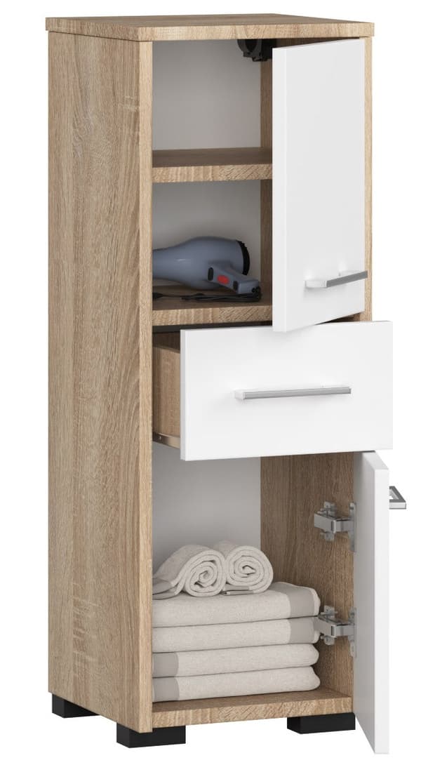 BADRUMSSKÅP FIN SÄNKA 30 2D 1D 85cm PK DUBB SONOMA / VIT