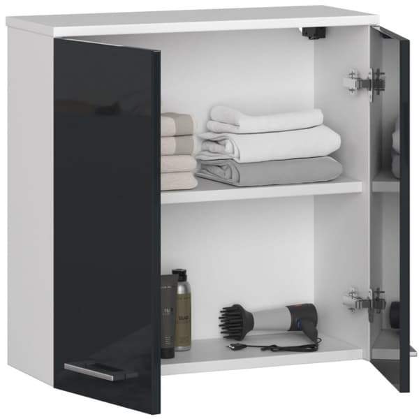 VÄGGSKÅP W 60 cm FIN 2D VIT / GRÅ GLANS