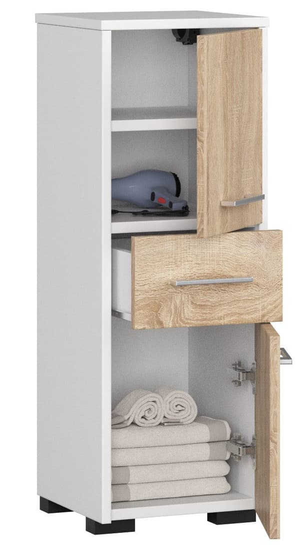 SKÅP BADRUM FIN SLUPP 30 2D 1S 85cm VIT / SONOMA