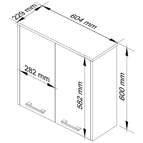VÆGSKAB 60 cm FIN 2D HVID / RØD GLANS