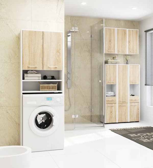 REGALE BADRUM FIN STÄLL 30 2D 1S 1H 140cm PK VIT / SONOMA