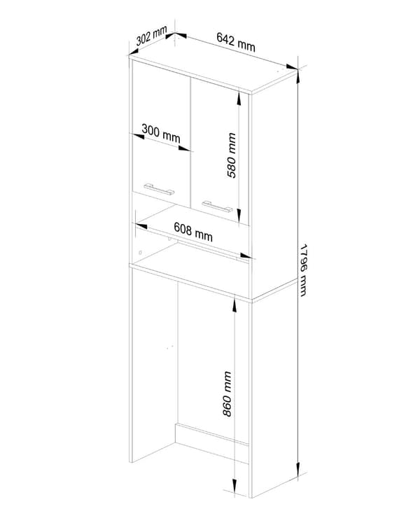 REGALE BADRUM FIN SÄNGBORD 2D TVÄTTMASKIN VIT / SONOMA