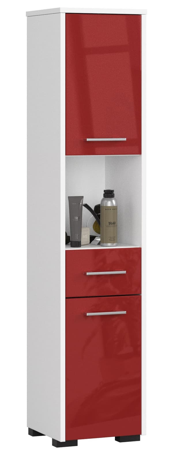 REGALE BADEVÆRELSE FIN SKAB 30 2D 1S 1W 140cm PK RØD GLANS