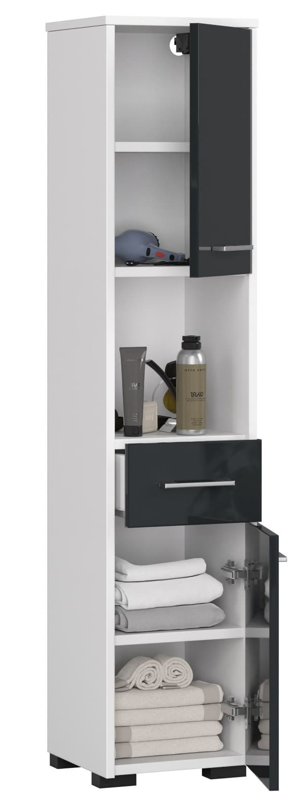 REGALE BAD FIN SKAB 30 2D 1SK 1H 140cm GRÅ  GLANS