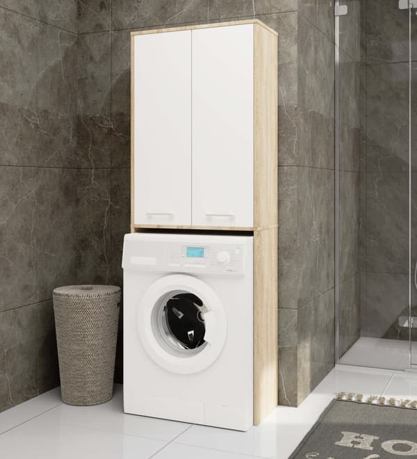 BADRUM FIN 180 SÄLJARE TVÄTTMASKIN HEL 2D - DUBBEL SONOMA / VIT