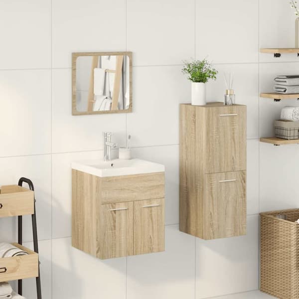 vidaXL Baderomsskapsett 4 deler sonoma eik konstruert tre