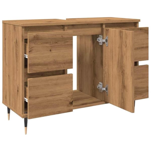 vidaXL badeværelsesskab 80x33x60 cm konstrueret træ kunsteg