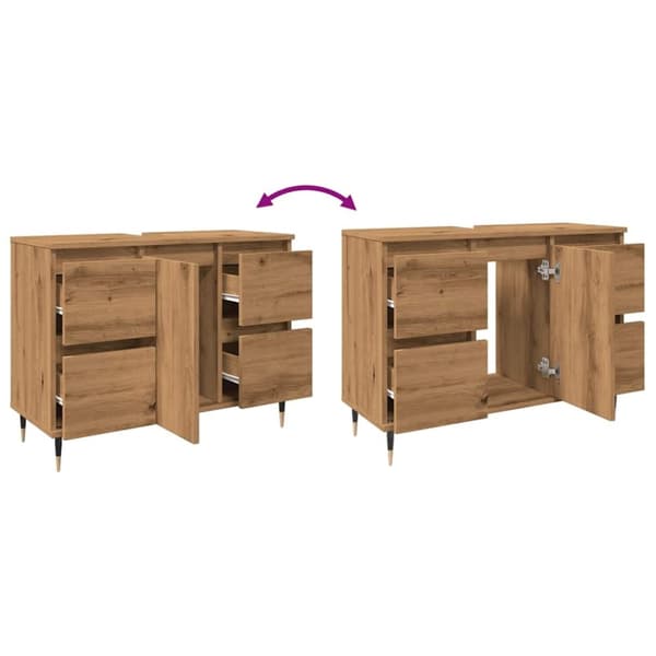 vidaXL badeværelsesskab 80x33x60 cm konstrueret træ kunsteg
