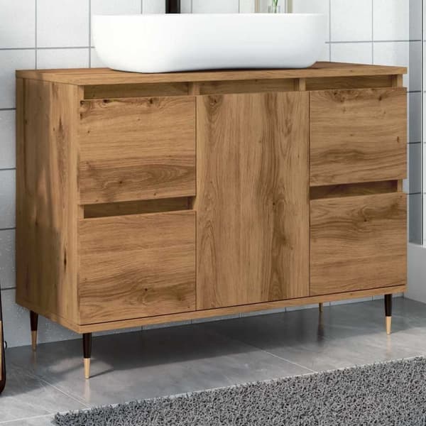 vidaXL badeværelsesskab 80x33x60 cm konstrueret træ kunsteg