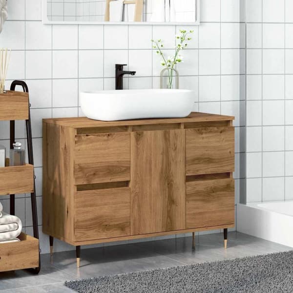 vidaXL Badrumsskåp artisan ek 80x33x60 cm konstruerat trä