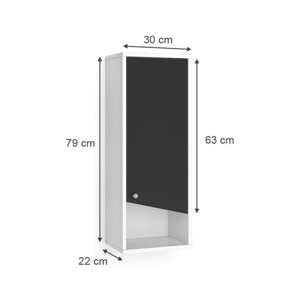 Badrumsskåp Irida, 30x79cm, Antracit/vit, Vit, Vicco