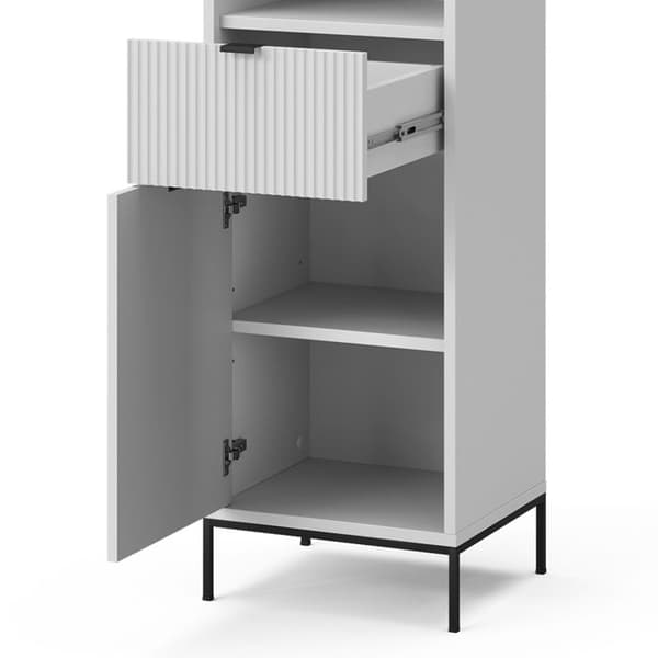 Badskåp Eliza, 40x190 cm med dörrar och låda, Vit, Vicco